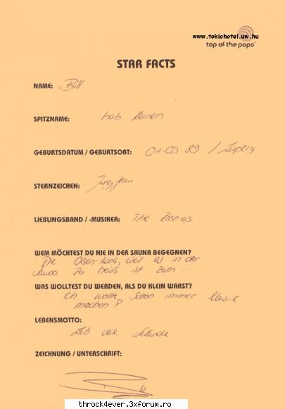 Fisa Star Facts - bia_th - •�•Bill~Kaulitz•�•